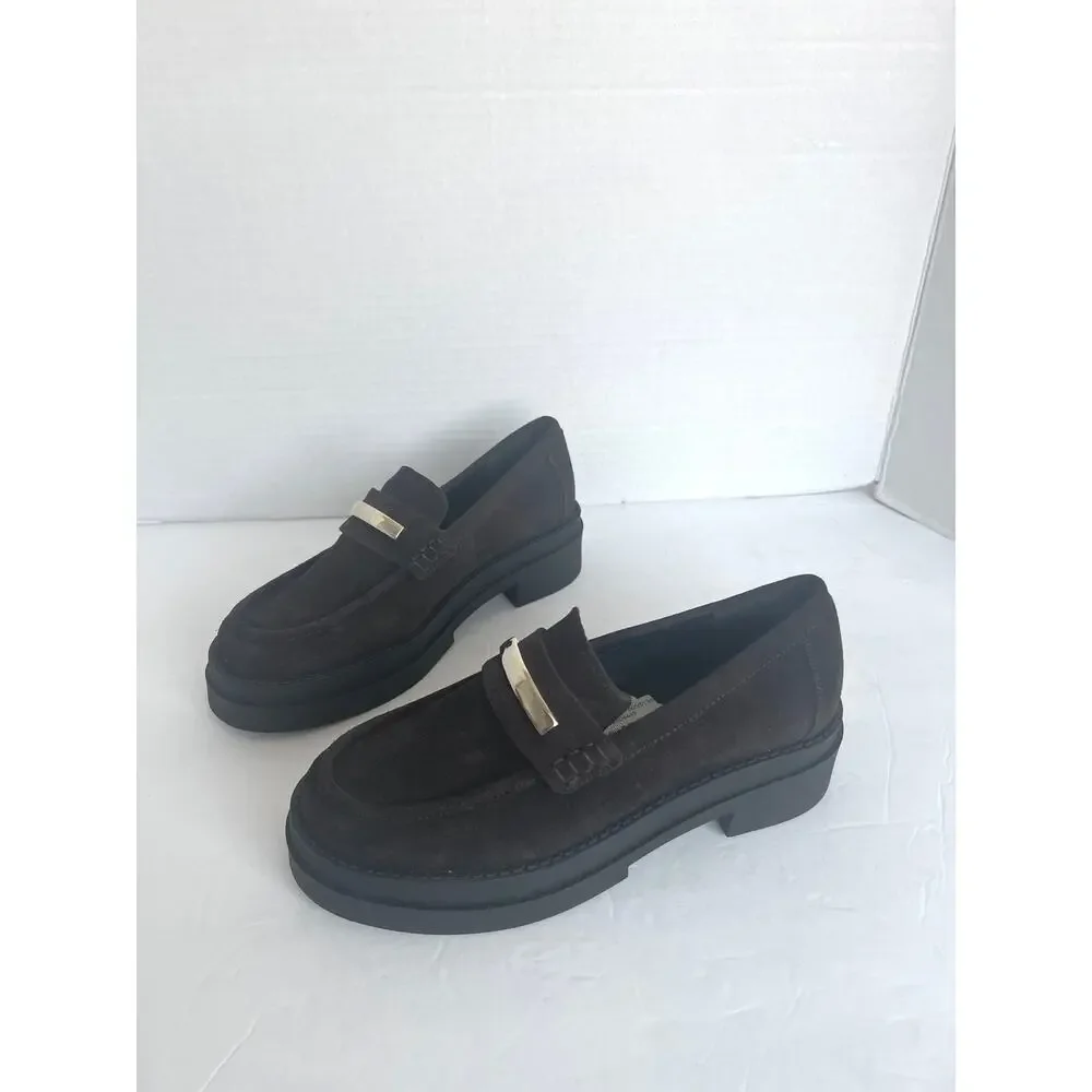 NWT Steve Madden Rodrigo‎ Brown Suede Slip On Lug Sole Loafer Platform Shoes 7.5